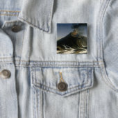 Badge Carré 5 Cm L'éruption de l'Etna (En situation)
