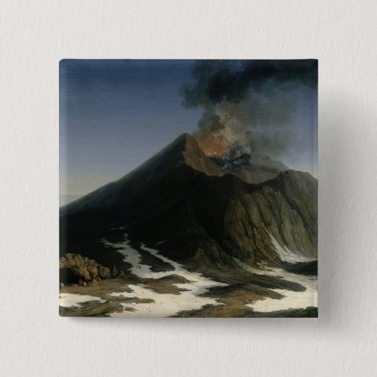 Badge Carré 5 Cm L'éruption de l'Etna (Devant)