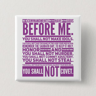 Badge Carré 5 Cm Les 10 Commandements - Bouton Carré