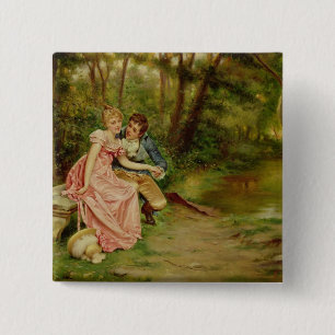 Badge Carré 5 Cm Les amants (huile sur la toile)
