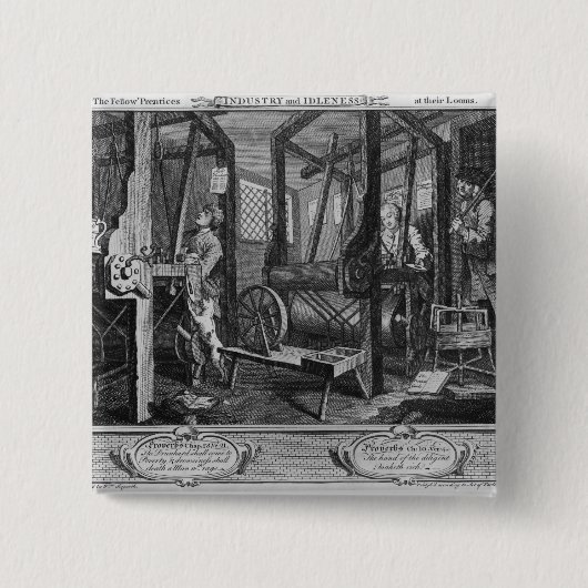 Badge Carré 5 Cm Les 'apprentis semblables à leurs métiers à tisser (Devant)