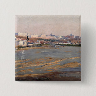 Badge Carré 5 Cm Les banques de la rivière Manzanares, 1912 (huile