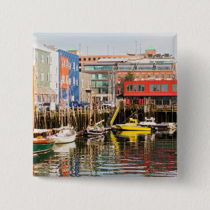Badge Carré 5 Cm Les bateaux ont amarré   Portland, Maine