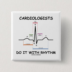 Badge Carré 5 Cm Les cardiologues le font avec le rythme (ECG/EKG)