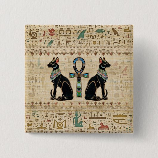 Badge Carré 5 Cm Les Chats d'Egyptian (Devant)