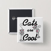 Badge Carré 5 Cm Les chats sont bouton frais (Devant & derrière)