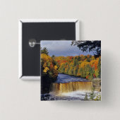Badge Carré 5 Cm Les chutes Upper Tahquamenon dans l'UGB au Michiga (Devant & derrière)
