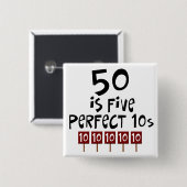 Badge Carré 5 Cm les cinquantième cadeaux d'anniversaire, 50 est 5 (Devant & derrière)