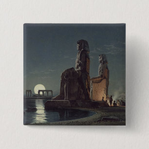 Badge Carré 5 Cm Les colosses de Memnon, Thebes, un de 24 illustrat