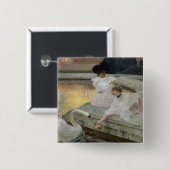 Badge Carré 5 Cm Les cygnes, 1900 (Devant & derrière)