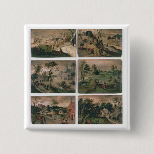 Badge Carré 5 Cm Les douze mois de l'année : Janvier, février,