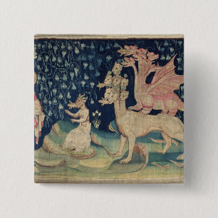 Badge Carré 5 Cm Les dragons vomissant des grenouilles