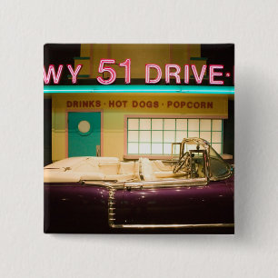 Badge Carré 5 Cm Les Etats-Unis, Tennessee, Memphis : Elvis Presley