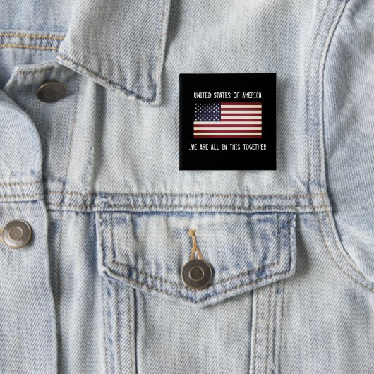 Badge Carré 5 Cm Les États-Unis Tout Cela Ensemble Patriotique (En situation)
