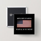 Badge Carré 5 Cm Les États-Unis Tout Cela Ensemble Patriotique (Devant & derrière)