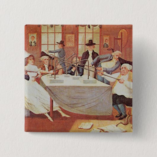 Badge Carré 5 Cm Les expériences de Benjamin Franklin avec (Devant)