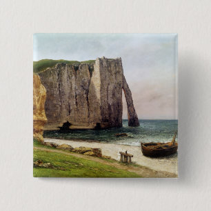 Badge Carré 5 Cm Les falaises chez Etretat, 1869