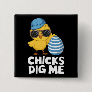 Badge Carré 5 Cm Les filles me kiffent Pâques drôle de chasse aux œ