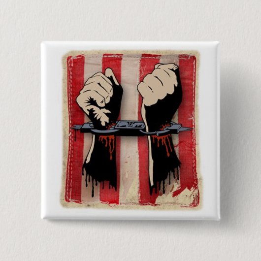 Badge Carré 5 Cm Les fils de la liberté SHACKLES le bouton (Devant)
