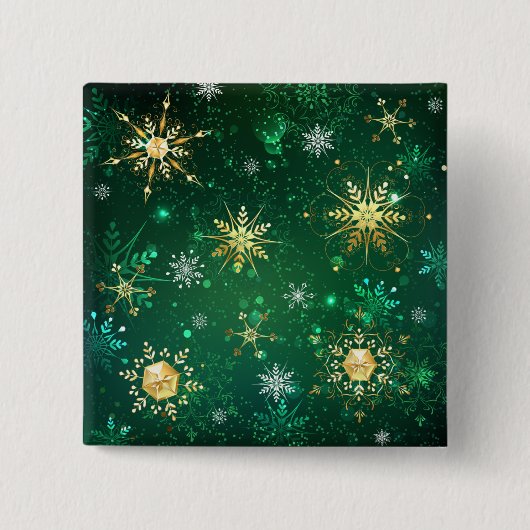 Badge Carré 5 Cm Les flocons dorés de Noël sur l'Arrière - plan ver (Devant)