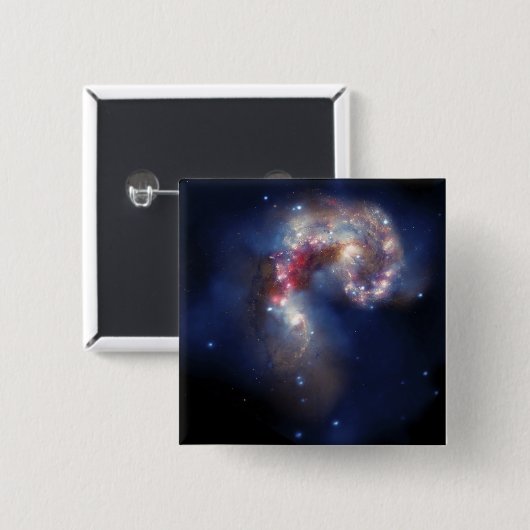 Badge Carré 5 Cm Les Galaxies Antennes (Devant & derrière)