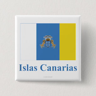 Badge Carré 5 Cm Les Îles Canaries diminuent avec le nom dans