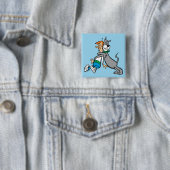 Badge Carré 5 Cm Les Jetsons | George & Astro Hug (En situation)