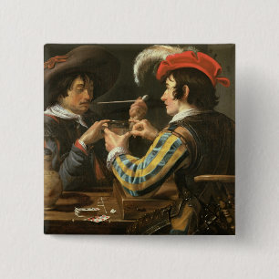 Badge Carré 5 Cm Les joueurs de carte