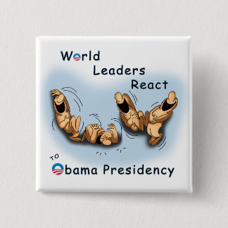 Badge Carré 5 Cm Les leaders mondiaux réagissent (Obama)
