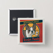 Badge Carré 5 Cm Les meilleurs soins Terrier de Boston (Devant & derrière)