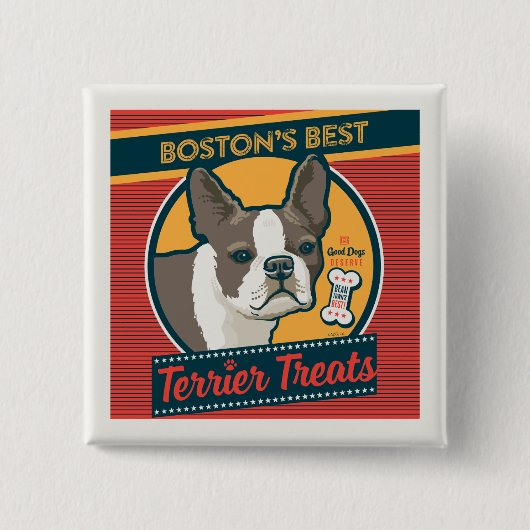 Badge Carré 5 Cm Les meilleurs soins Terrier de Boston (Devant)