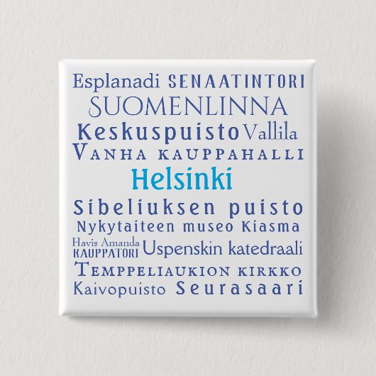Badge Carré 5 Cm Les monuments d'Helsinki (Devant)