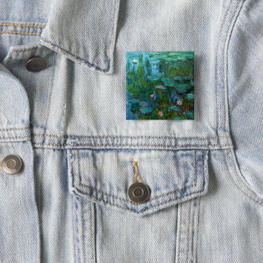 Badge Carré 5 Cm Les nymphéas de Claude Monet (En situation)