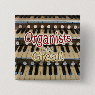 Badge Carré 5 Cm Les "organistes sont grand" bouton