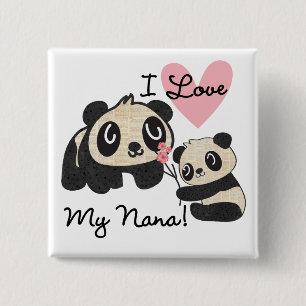 Badge Carré 5 Cm Les pandas I aiment ma Nana