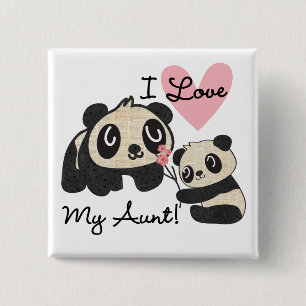Badge Carré 5 Cm Les pandas I aiment ma tante
