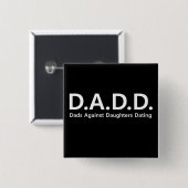 Badge Carré 5 Cm Les papas contre les filles Fête des pères en épin (Devant & derrière)