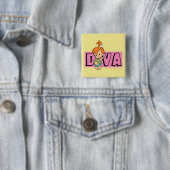 Badge Carré 5 Cm Les Pierrafeu | Galets - Little Diva (En situation)