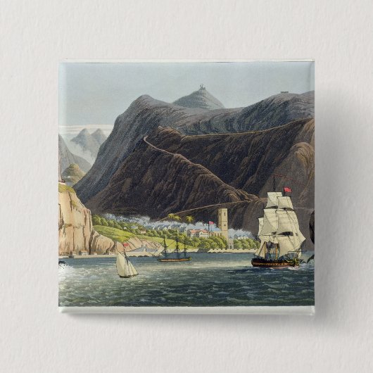 Badge Carré 5 Cm Les routes, Ste.Hélène, gravée par Robert Havell ( (Devant)