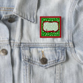 Badge Carré 5 Cm Les Snowflakes Sur Le Arrière - plan Vert (En situation)