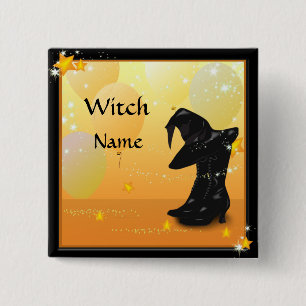 Badge Carré 5 Cm Les sorcières de l'Halloween
