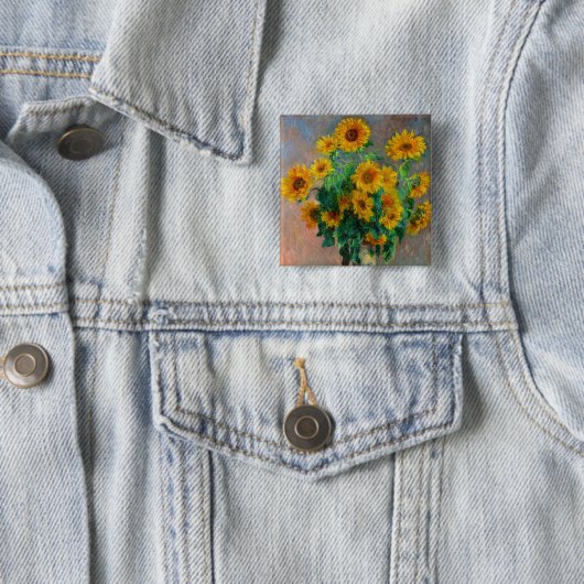 Badge Carré 5 Cm Les tournesols de Monet (En situation)