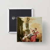 Badge Carré 5 Cm Les trois filles de Cecrops (Devant & derrière)