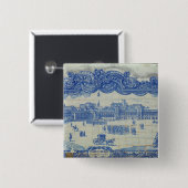 Badge Carré 5 Cm Les tuiles d'Azulejos dépeignant le Praca font (Devant & derrière)