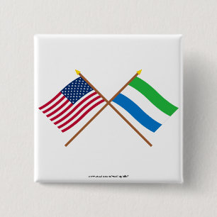 Badge Carré 5 Cm Les USA et drapeaux croisés par Sierra Leone