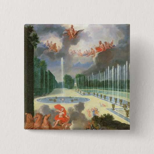 Badge Carré 5 Cm Les vergers de Versailles. Vue de piscine de (Devant)