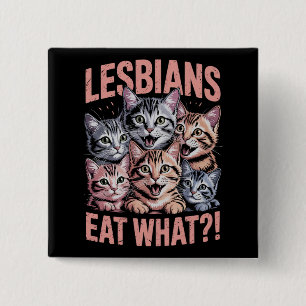 Badge Carré 5 Cm Lesbiennes Mangent Quoi Drôle Chat Lesbienne Fiert