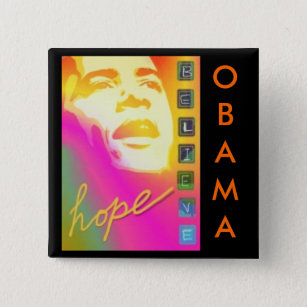 Badge Carré 5 Cm L'espoir d'Obama croient le bouton