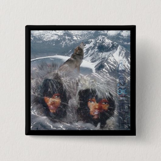 Badge Carré 5 Cm L'esprit autochtone en Alaska (Devant)