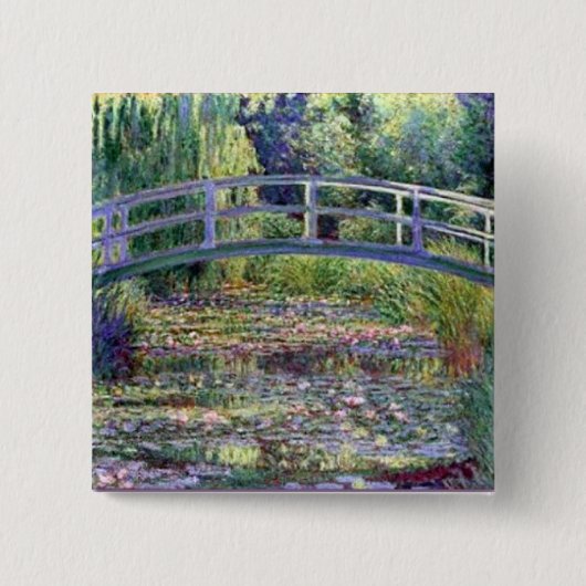 Badge Carré 5 Cm L'étang Water Lily par Claude Monet (Devant)